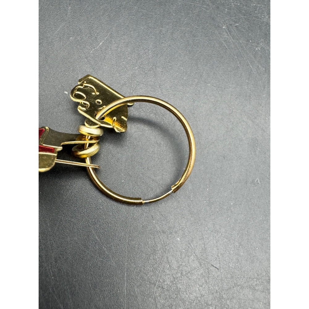 Disney Winnie the Pooh Gold Tone 3D Hoop Dangle Earrings Red Shirt Pair - Picture 5 of 5